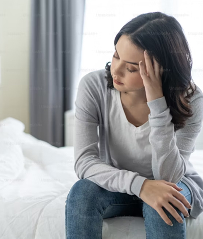 Woman stressed due to family problems